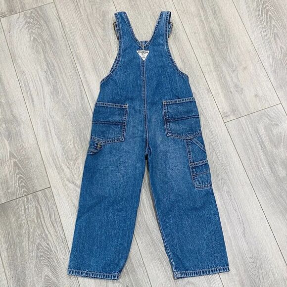 OshKosh B’Gosh Overalls Carpenter Style Blue Denim Unisex Jeans Size 4T Toddler - Picture 5 of 14
